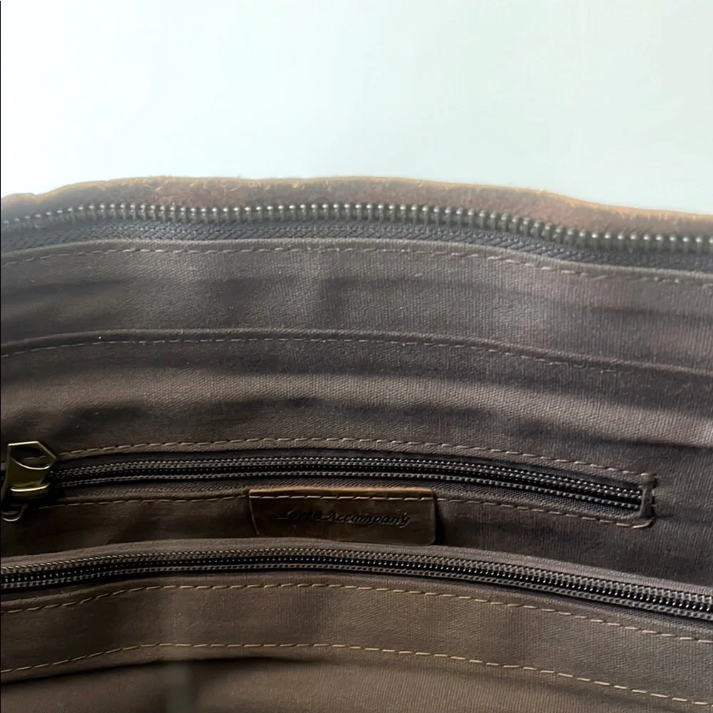 Love & Accompany Unisex Distressed Dark Brown Leather Tote Shoulder Handbag NEW - Picture 5 of 6